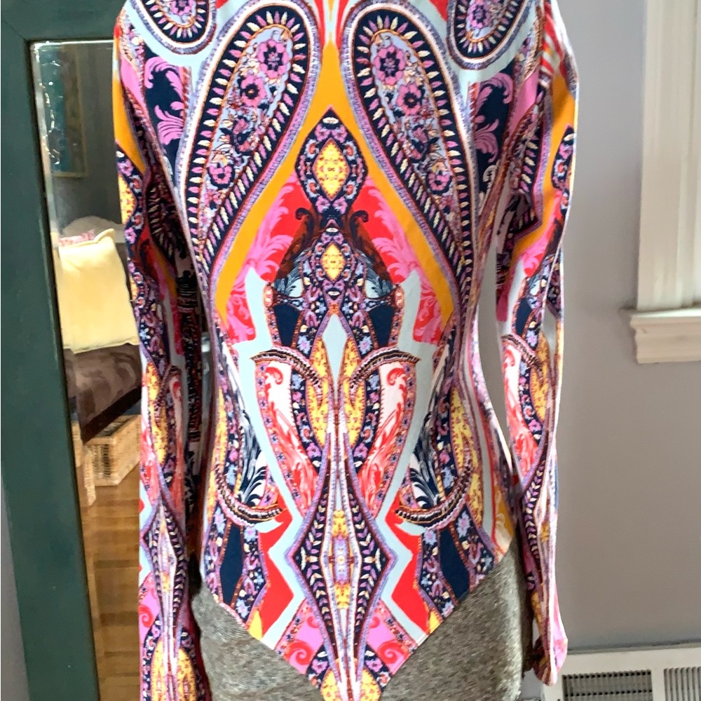 Free People Bodysuit Long Sleeve Top Boho Hippie Top Sz M - Picture 3 of 12